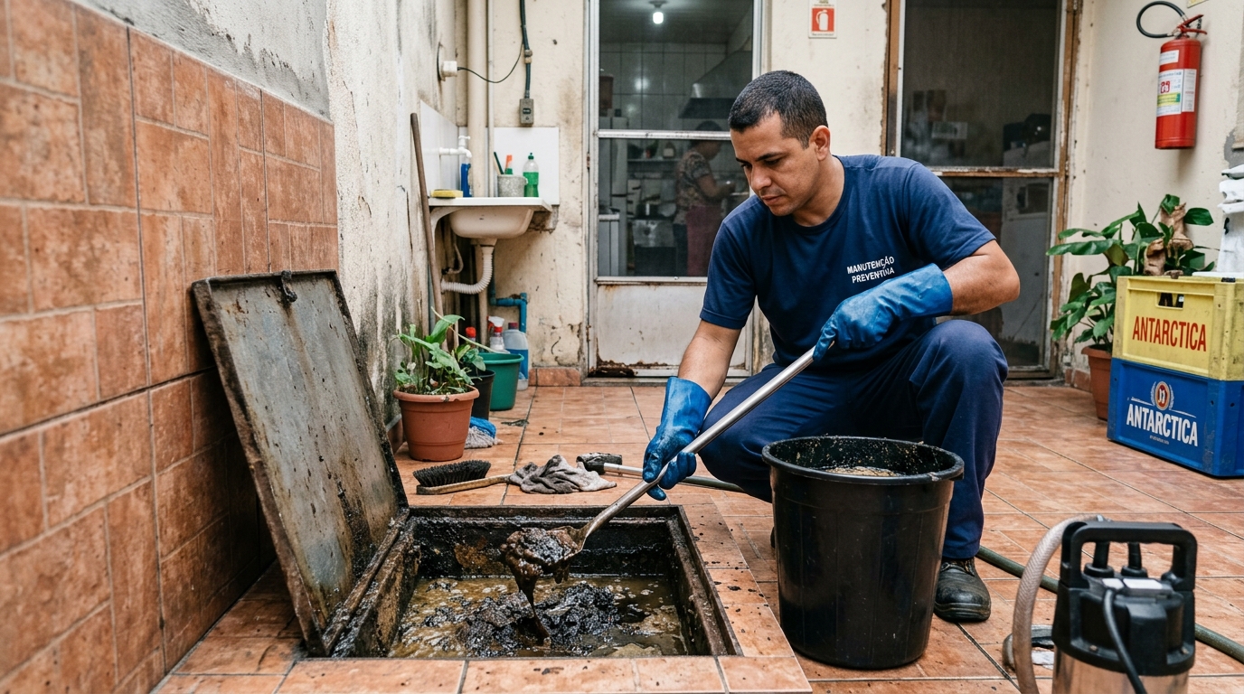 Equipe de limpeza de caixa de gordura em Niterói-RJ
