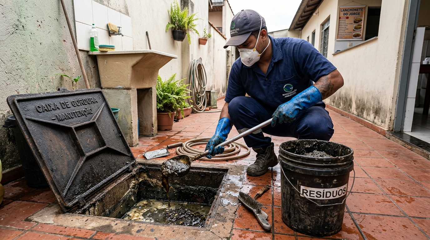 Remoção de lodo de caixa de gordura em Niterói-RJ